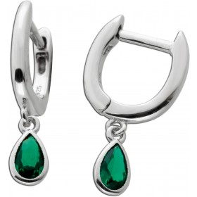 Creolen Silber 925 2 grüne Zirkonia Zargengefasst poliert