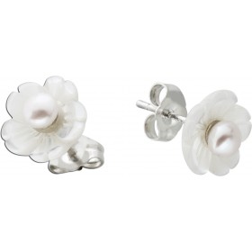 Perlmutt Blumenohrstecker Silber 925 2 Süßwasser Zuchtperlen