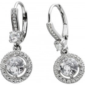 Ohrhänger Silber 925 Halo weisse Zirkonia 