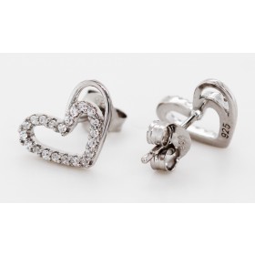 Herz Ohrstecker Silber 925 rhodiniert weisse Zirkonia