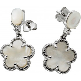 Zirkonia Ohrhänger Silber 925 weißer Natur Perlmutt