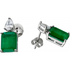Ohrstecker Silber 925 Vergoldet grüne weisse Zirkonia