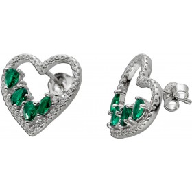 Herz Ohrstecker Silber 925 grüne Smaragd Synthesen Brillant Synthesen