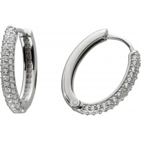 Creolen Hoops Silber 925 weiße Zirkonia rhodiniert 