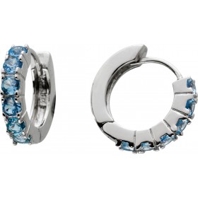 Creolen Silber 925 hellblaue Aquamarin Synthesen ca. 1,45ct.