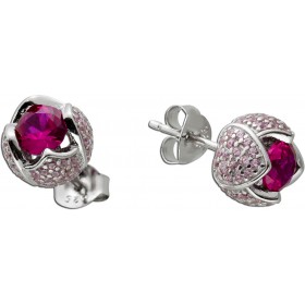 Ohrstecker Silber 925 Natur Korund Edelsteine rosa Zirkonia