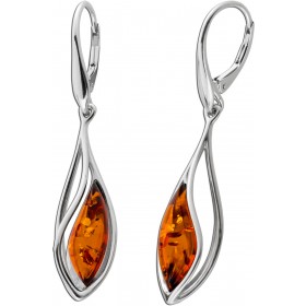 Bernstein Ohrhänger Sterling Silber 925 cognac braune Edelsteine
