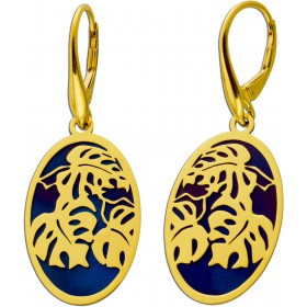 Ohrhänger Silber 925 vergoldet Titan Blättermuster 