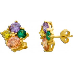 Zirkonia Ohrstecker Silber 925 Gelbgold vergoldet