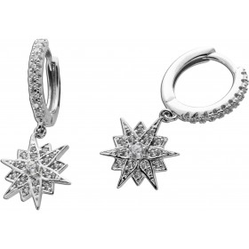 Stern Creolen Silber 925 weisse Zirkonia