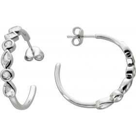 Ohrstecker Halbcreolen Silber 925 weisse Zirkonia Diamantlook  