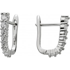 Creolen Scharnier 16mm Ohrringe Sterling Silber 925 weiße Zirkonia Klapp