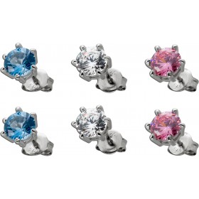 Ohrstecker Set 3 teilig Silber 925 bunte Zirkonia