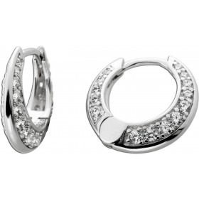Creolen Ohrringe Silber 925 weiße Zirkonia Steine Brillantlook