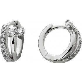 Ohrringe Creolen Silber 925 weiße Zirkonia Steine Brillantlook 