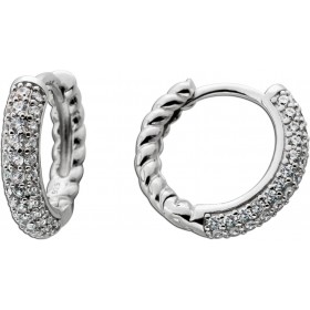 Creolen Ohrringe Silber 925 weiße Zirkonia Steine Diamantlook 