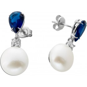 Ohrstecker Silber 925 Süswasserperlen blaue weisse Zikonia
