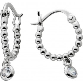 Kugel Creolen Ohrhänger Silber 9252 weiße Zirkonia Steine 