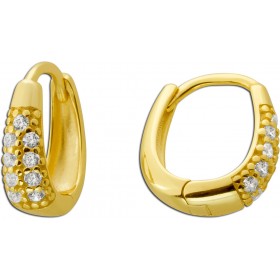 Creolen Ohrringe Silber 925 Gelbgold vergoldet weiße Zirkonia Steine