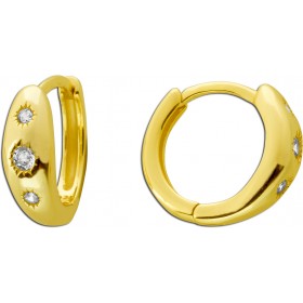 Creolen Silber 925 Gelbgold vergoldet weiße Zirkonia Klapp Scharnier