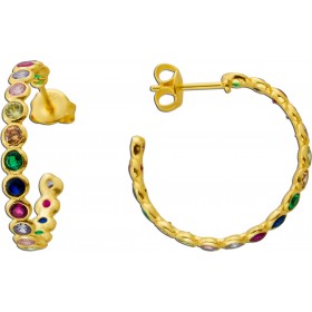 Rainbow Creolen Ohrsteker Silber 925 Gelbgold vergoldet bunte Zirkonia 