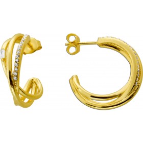 Ohrstecker Creolen Silber 925 Gelbgold vergoldet weiße Zikonia 