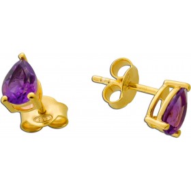 Amethyst Ohrstecker Silber vergoldet nat Amethyst Edelsteine 1.3ct