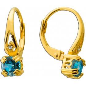 Blautopas Ohrhänger Silber 18K vergoldet nat. Sky Blue Topase 0.94ct nat. Zirkone