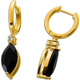 Onyx Ohrringe Silber vergoldet nat. Onyx 3.8ct weiße nat. Topase