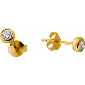 Solitär Ohrstecker Silber 18K vergoldet Labor Diamanten Hammeroptik