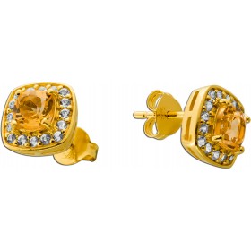 Citrin Ohrstecker Silber 18K vergoldet nat. Citrine weiße nat. Topase