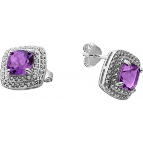 Amethyst Ohrstecker Silber 925 brasilianische Amethyste weiße Zirkone