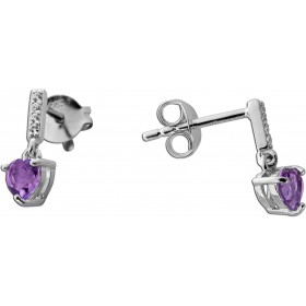 Amethyst Ohrhänger Silber 925 brasilianische nat.  Amethyste weiße nat. Zirkone