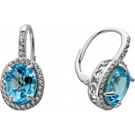 Blautopas Ohrringe Silber 925 nat. Sky Blue Topase 5ct weiße Topase