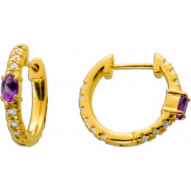Amethyst Creolen Silber 18K vergoldet nat. Amethyste weiße nat. Zirkone