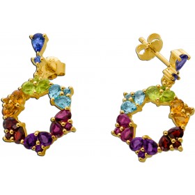 Citrin Ohrhänger Silber 925 vergoldet nat. Granate Blautopase Rhodolite Peridots Tansanite Amethyste