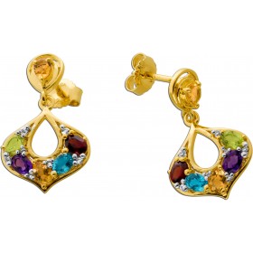Citrin Ohrstecker Silber vergoldet nat. Amethyst Topas Peridot Granat Blautopas