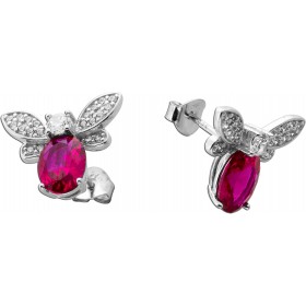 Zirkonia Ohrstecker Silber 925 pinke weisse Zirkonia Steine Käfer Design