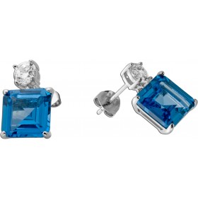 Zirkonia Ohrringe Silber 925 ozeanblaue weiße Zirkonia Steine