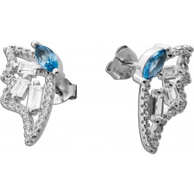 Schmetterlings Ohrringe Silber 925 wasserblaue weisse Zirkonia Steine