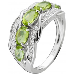 Edelsteinring Silber 925 hellgrüne Peridot weiße Topas Edelsteine