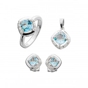 Blautopas Schmuck Set Silber 925 blaue Natur Edelsteine