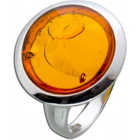 Bernsteinring Silber 925 cognac brauner Edelstein