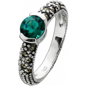 Markasit Ring Silber 925 gold schwarze Edelsteine grüner Quarz 