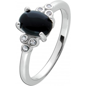 Onyx Ring Silber 925 schwarzer Edelstein weiße Zirkonia 