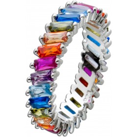 Memoire Damenring Silber 925 bunte Zirkonia Steine