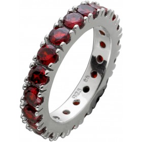 Memoire Ring Silber 925 rote Zirkonia Steine