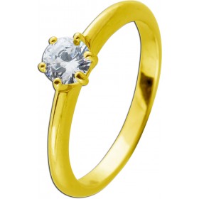 Solitärring Silber 925 vergoldet  Zirkonia 0.50ct. Verlobungsring 