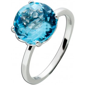 Solitärring Silber 925 wasserblauer Blautopas Edelstein
