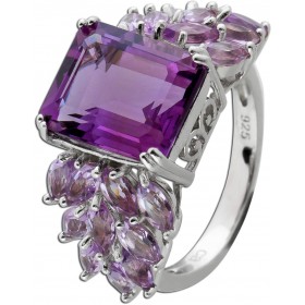 Amethyst Ring Silber 925 lila Edelsteine poliert rhodiniert